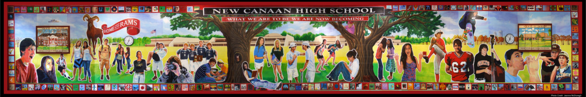 The story of the high school is told through murals