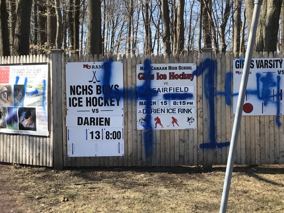 New Canaan athletic board vandalized after Darien hockey victory